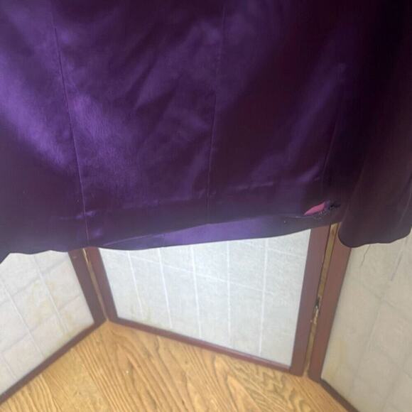 Calvin Klein Womens Purple Sleeveless Satin Ruched‎ Front Midi Dress Size 12 - Picture 4 of 6